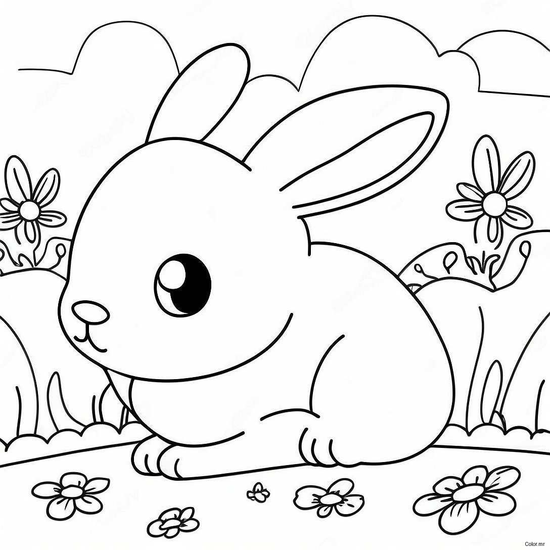 Cute Realistic Bunny In Garden Coloring Page 28657 25941