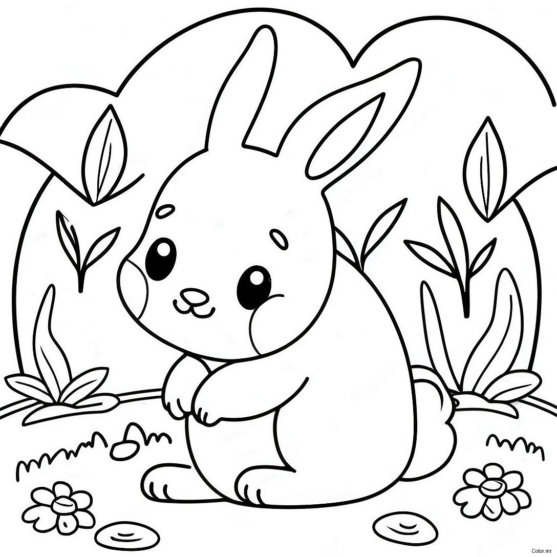Cute Realistic Bunny In Garden Coloring Page 28657 25942