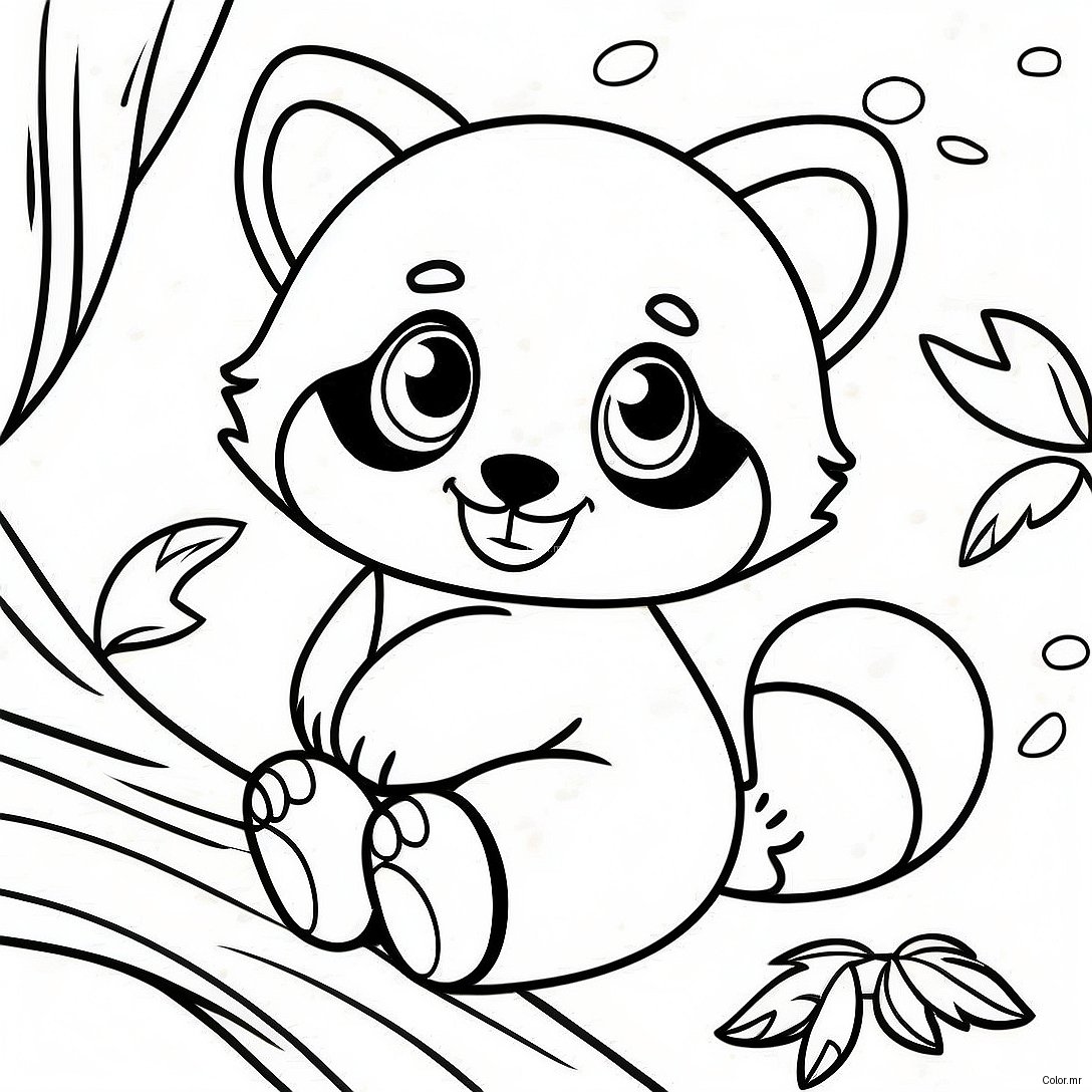 Cute Red Panda Playing In Trees Coloring Page 3700 3006
