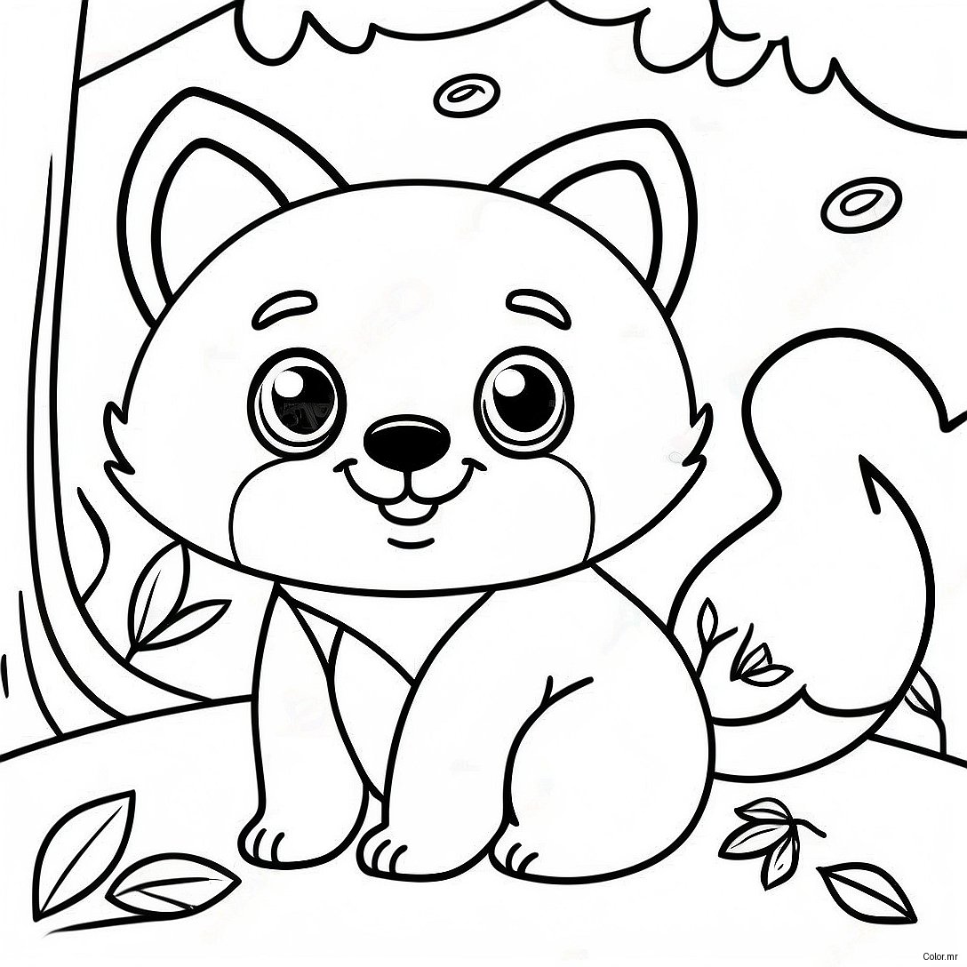 Cute Red Panda Playing In Trees Coloring Page 3700 3008