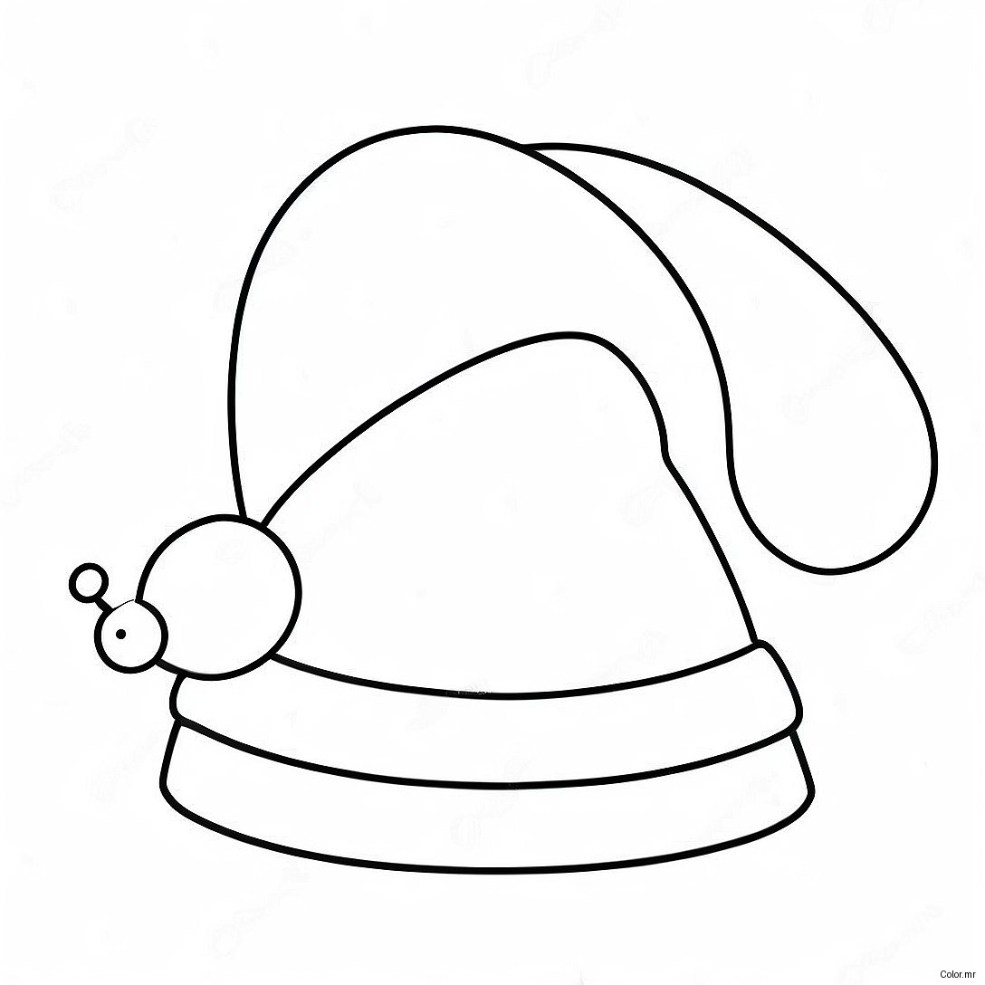 Cute Santa Hat With Bells Coloring Page 47965 39877