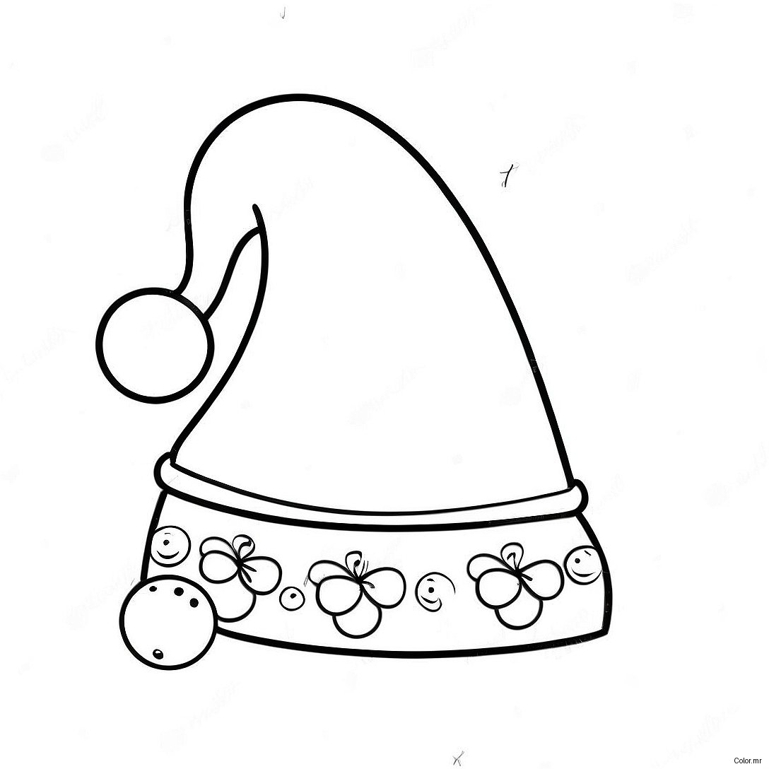 Cute Santa Hat With Bells Coloring Page 47965 39879