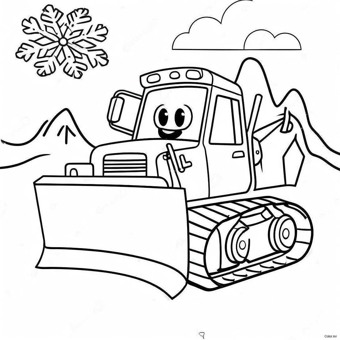 Cute Snow Plow With Snowflakes Coloring Page 41430 34385