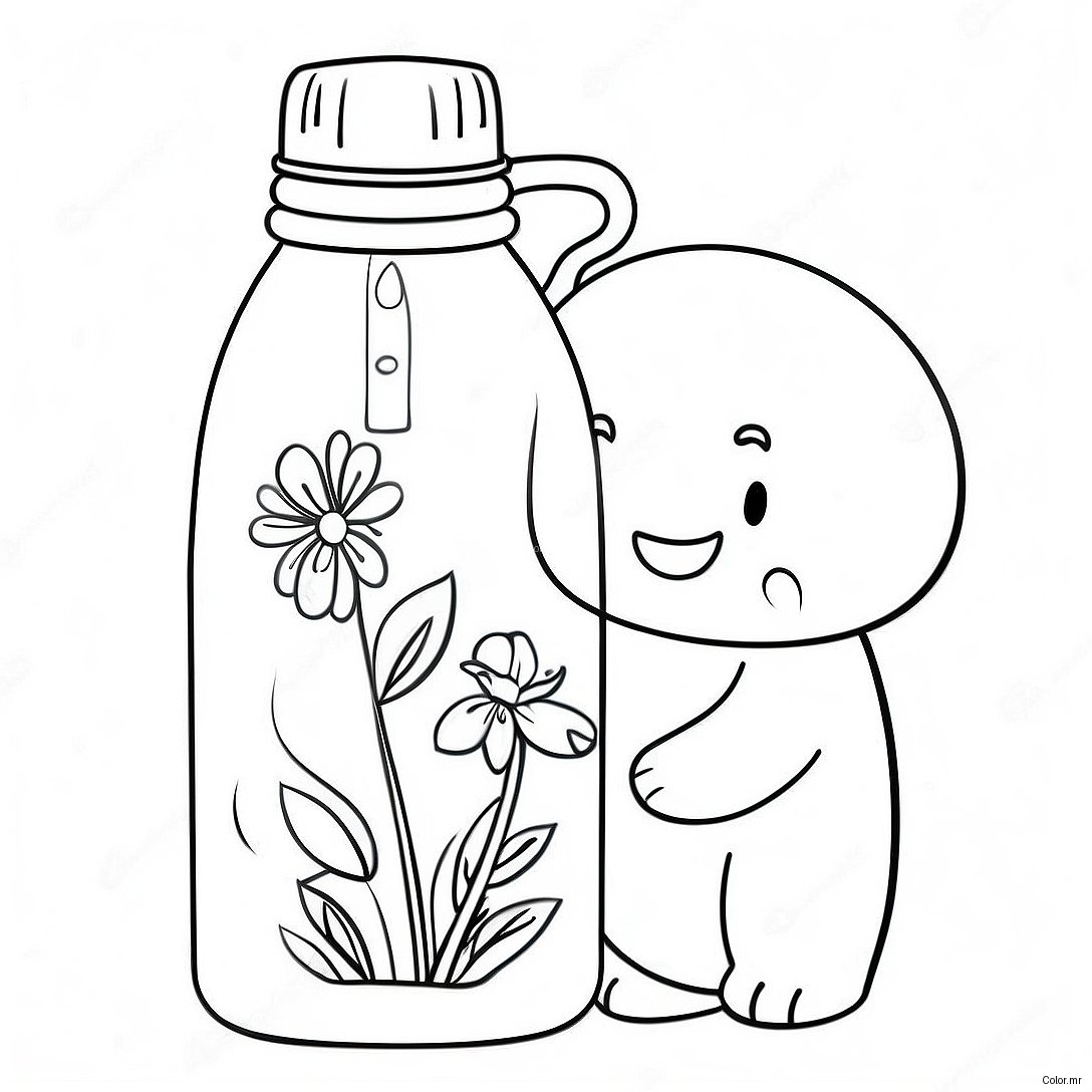 Cute Stanley Water Bottle With Flowers Coloring Page 31009 27801
