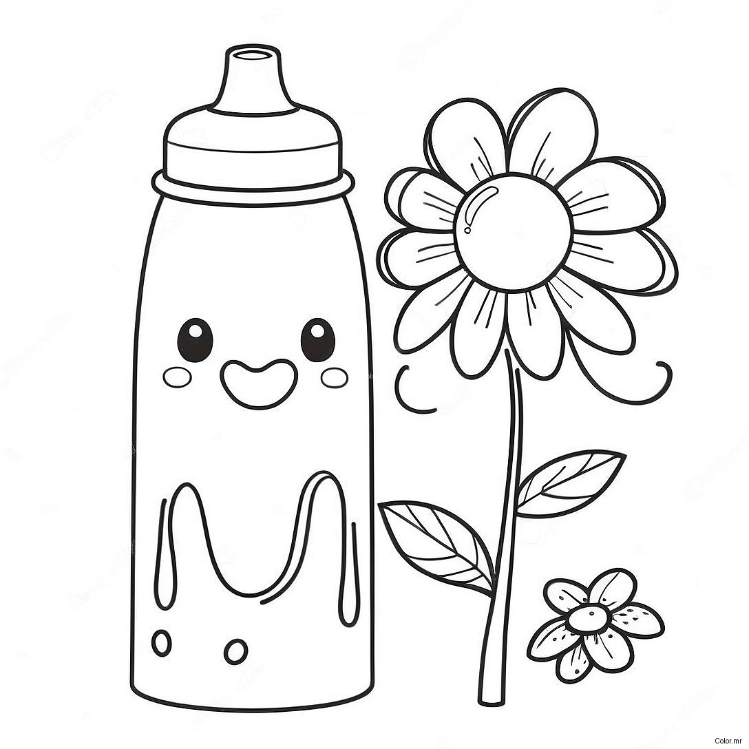 Cute Stanley Water Bottle With Flowers Coloring Page 31009 27802
