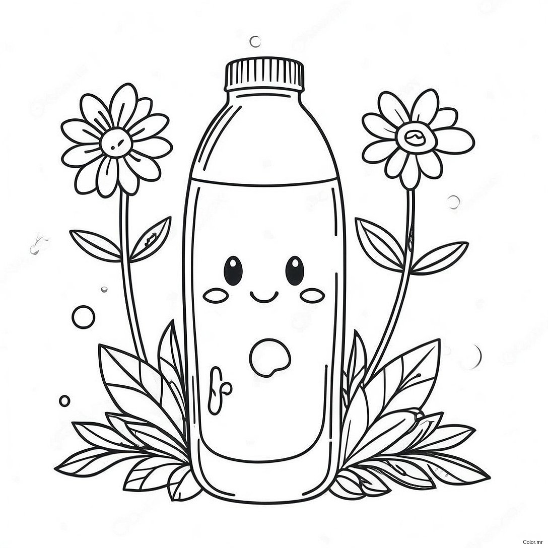 Cute Stanley Water Bottle With Flowers Coloring Page 31009 27803