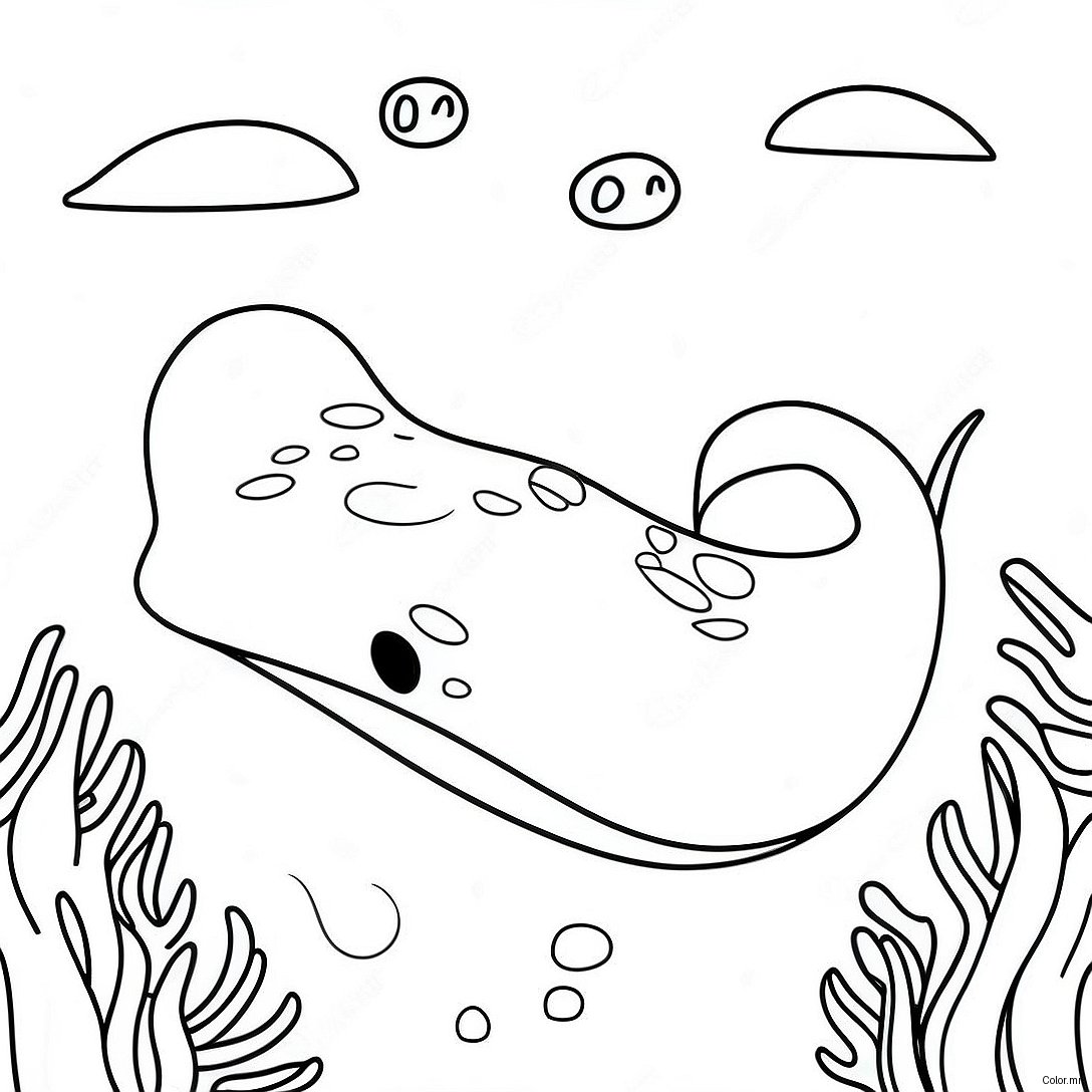 Cute Stingray Swimming In The Ocean Coloring Page 22384 20653