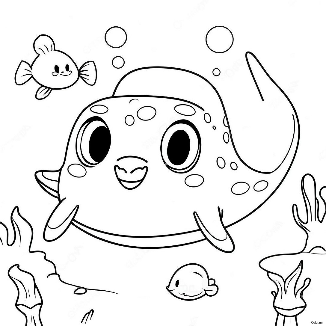 Cute Stingray Swimming In The Ocean Coloring Page 22384 20654