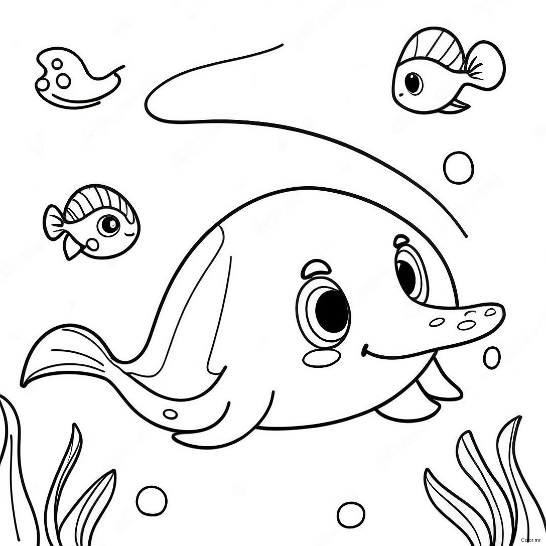 Cute Stingray Swimming In The Ocean Coloring Page 22384 20655