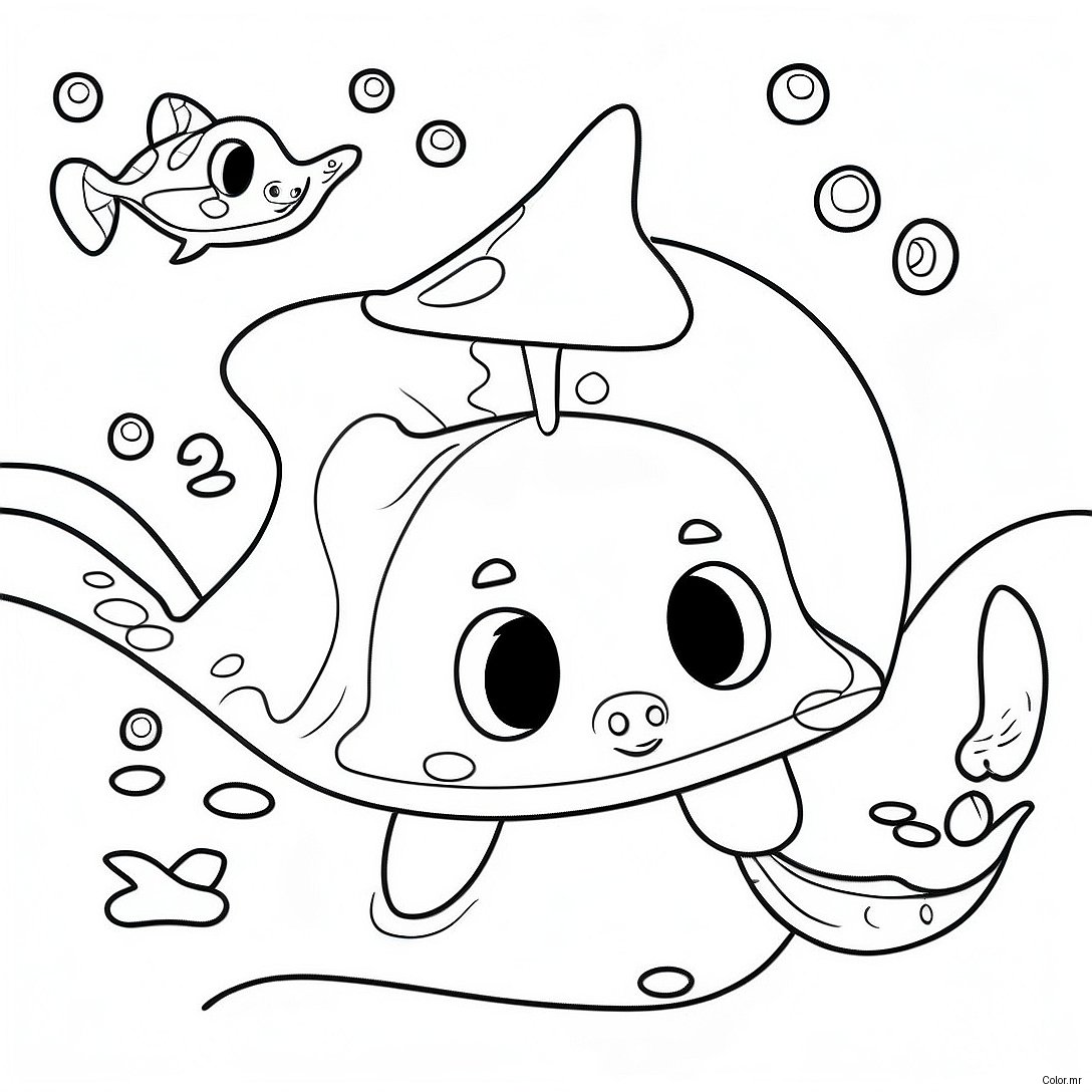 Cute Stingray Swimming In The Ocean Coloring Page 22384 20656
