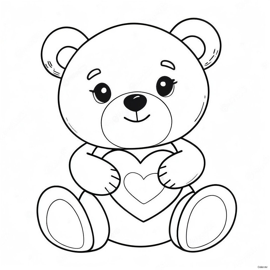 Cute Teddy Bear With Heart Coloring Page 36113 30123