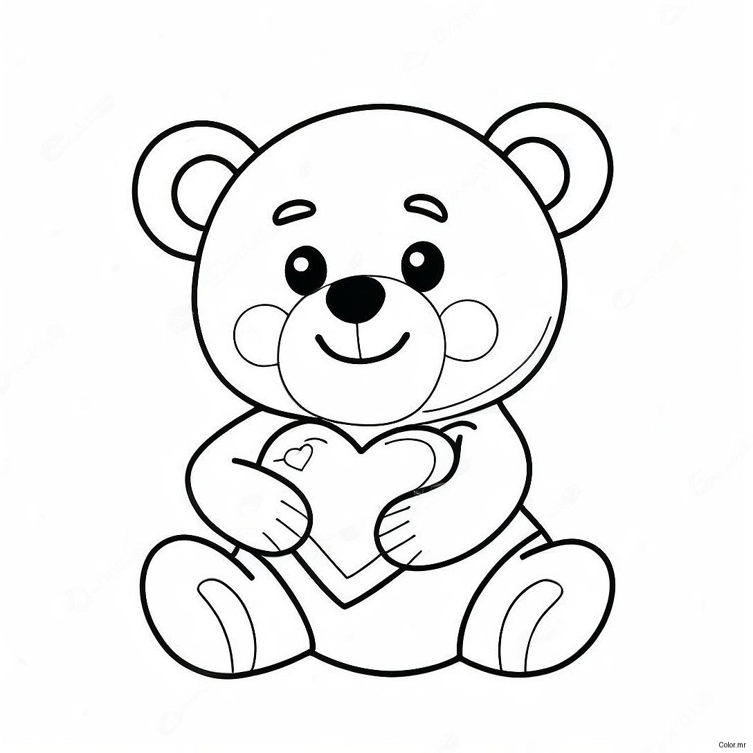 Cute Teddy Bear With Heart Coloring Page 36113 30124