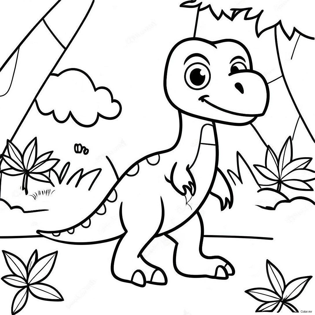 Cute Velociraptor Playing In The Jungle Coloring Page 1172 937