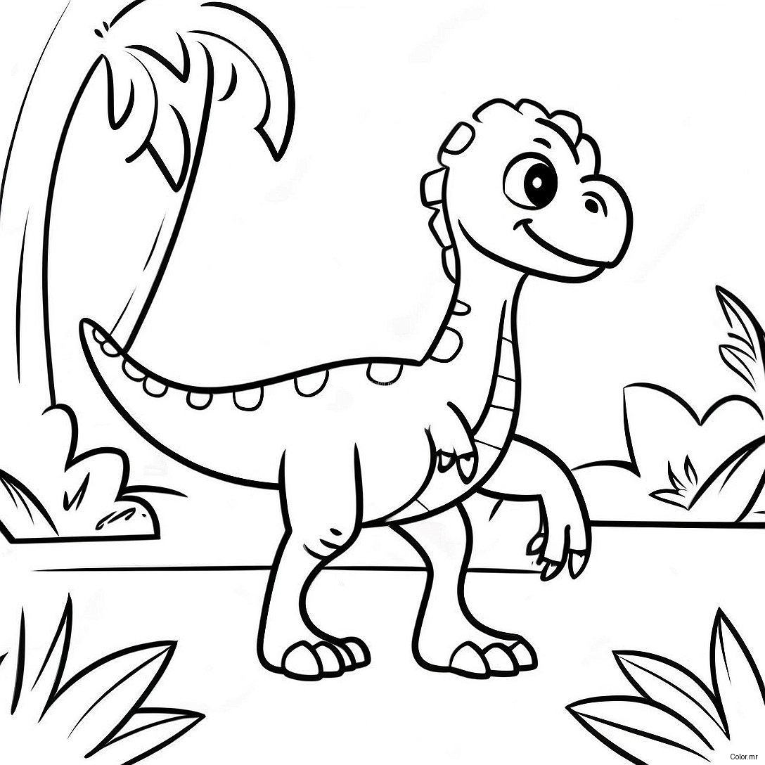 Cute Velociraptor Playing In The Jungle Coloring Page 1172 938