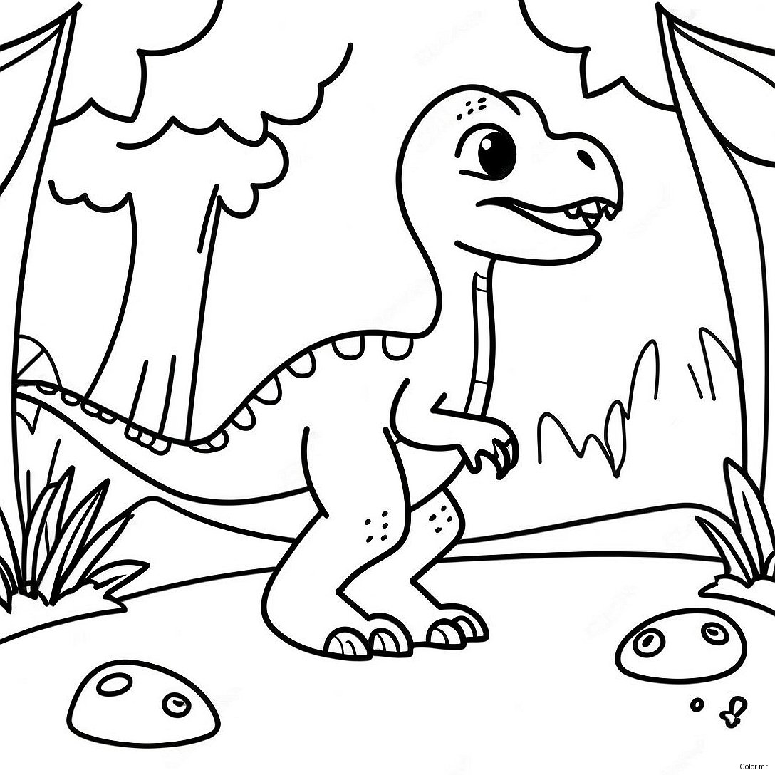Cute Velociraptor Playing In The Jungle Coloring Page 1172 940