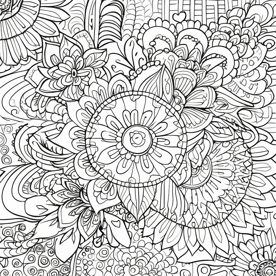 Detailed Grayscale Floral Mandala Coloring Page 12537 10428