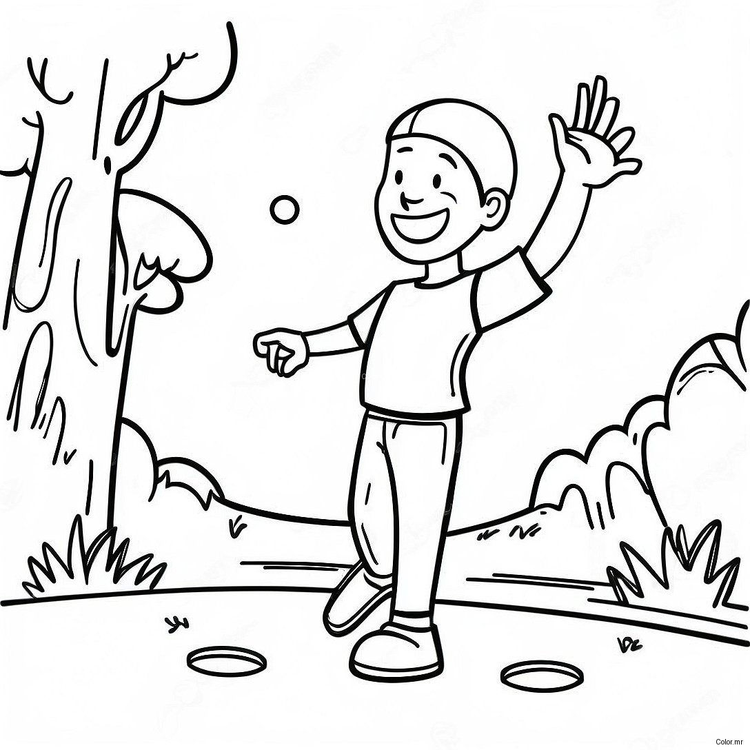 Disc Golf Player Throwing Disc Coloring Page 61817 51237