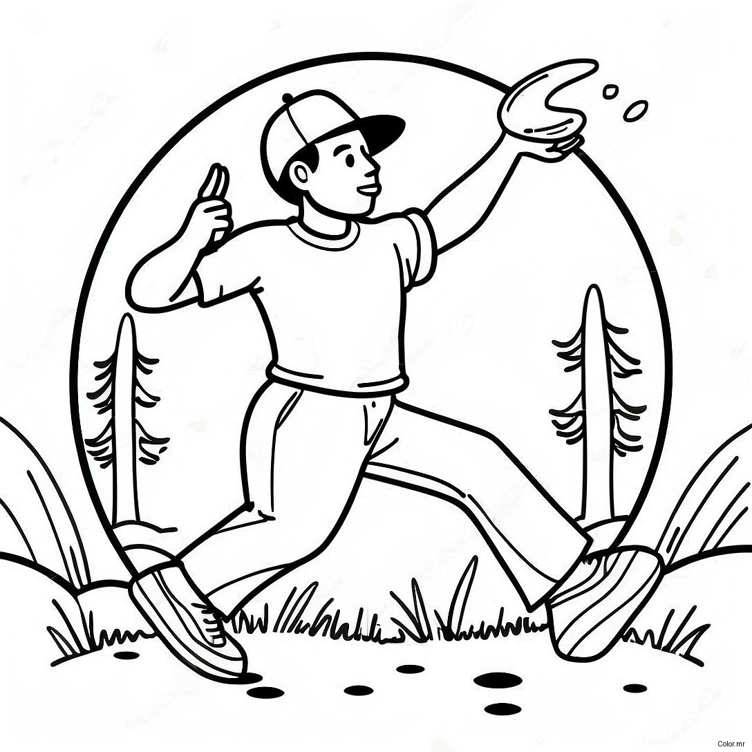 Disc Golf Player Throwing Disc Coloring Page 61817 51239