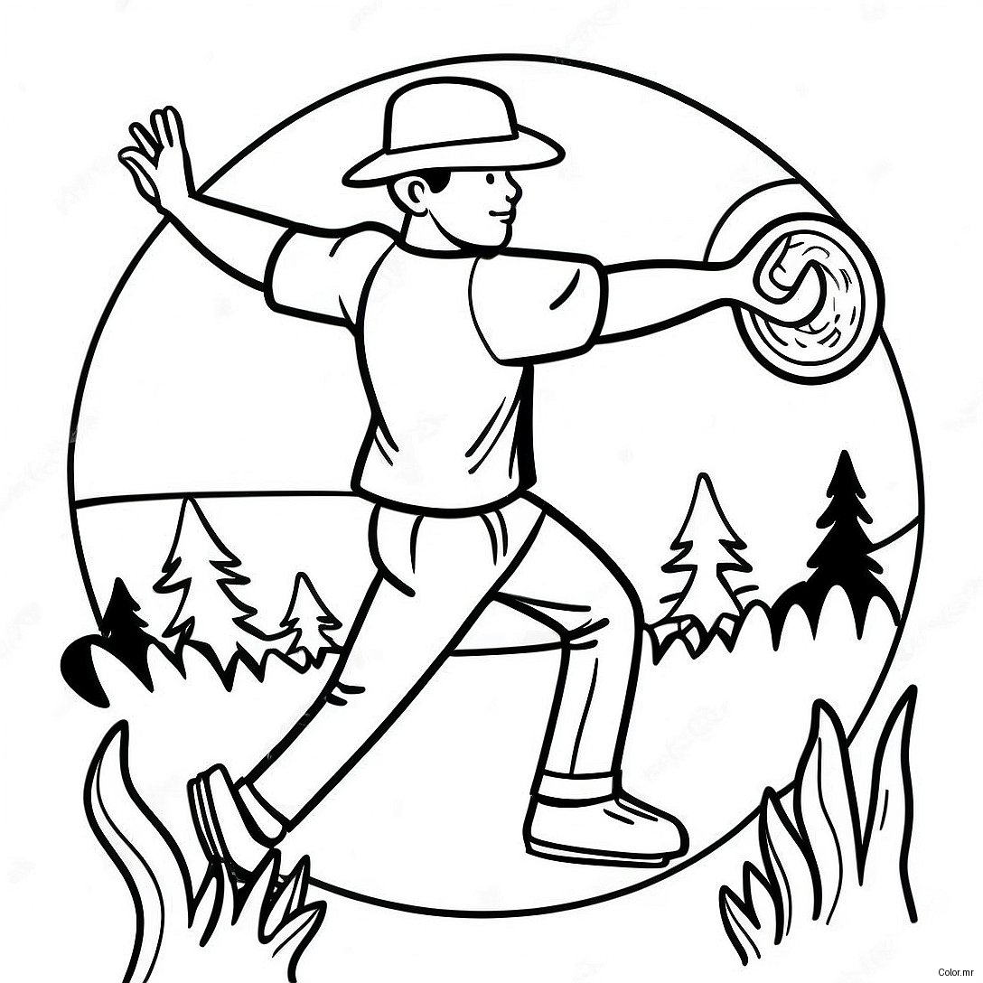 Disc Golf Player Throwing Disc Coloring Page 61817 51240