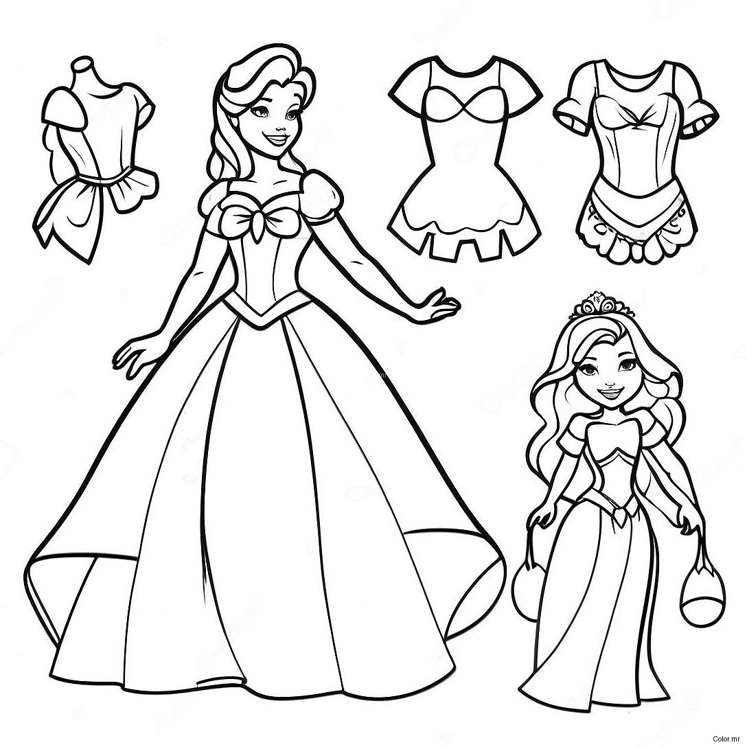 Disney Princess Paper Doll Coloring Page 33451 17633