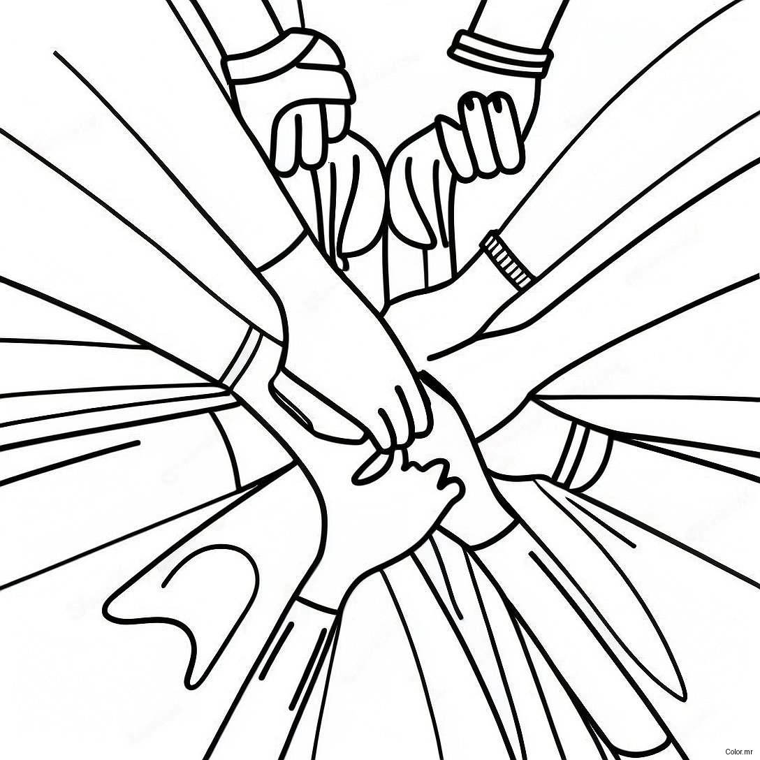 Diverse Friends Holding Hands Unity Coloring Page 39548 32826