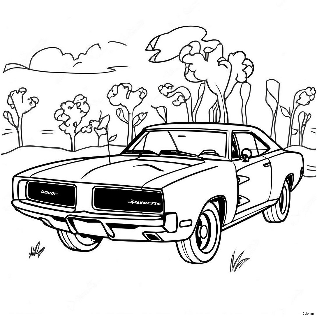 Dodge Charger Classic Muscle Car Coloring Page 1051 838