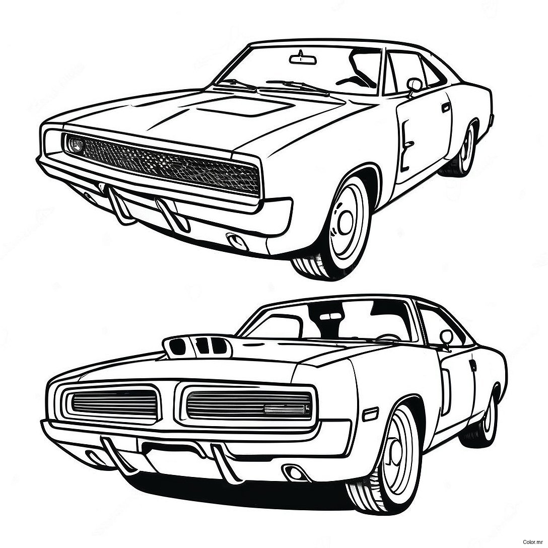 Dodge Charger Classic Muscle Car Coloring Page 1051 839