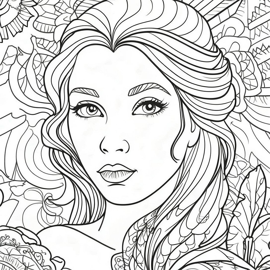 Eerie Dark Beauty Portrait Coloring Page 53107 44153