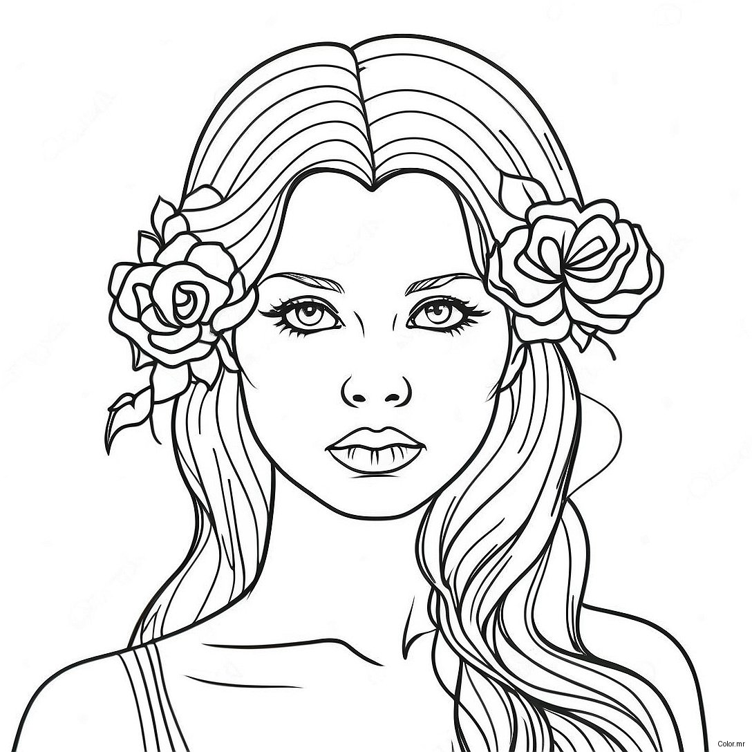Eerie Dark Beauty Portrait Coloring Page 53107 44155