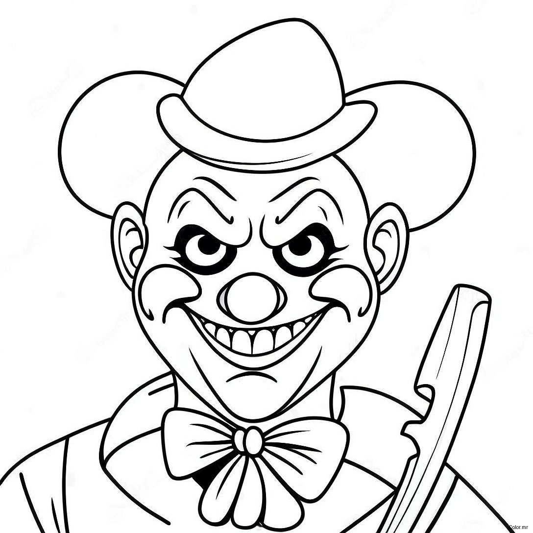 Eerie Gangster Clown With A Knife Coloring Page 66601 54999