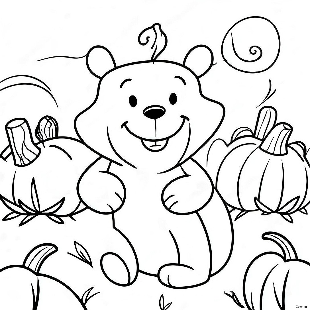 Eerie Winnie The Pooh In A Pumpkin Patch Coloring Page 14730 12179