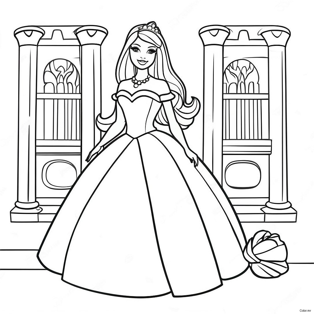 Elegant Barbie Princess In A Castle Coloring Page 65021 53749