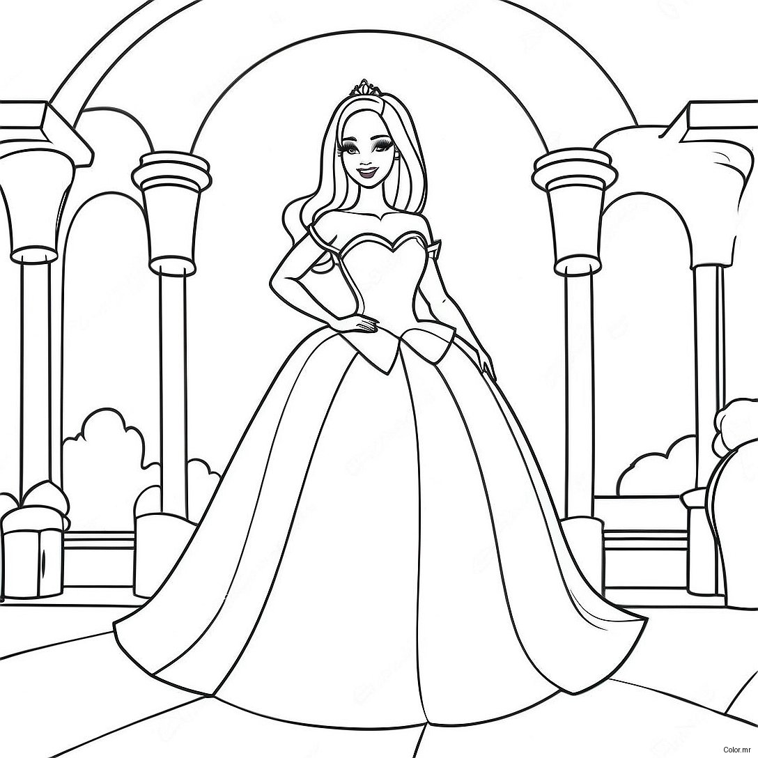Elegant Barbie Princess In A Castle Coloring Page 65021 53751