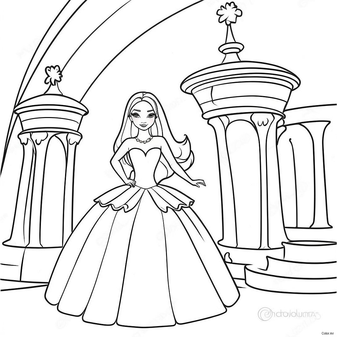 Elegant Barbie Princess In A Castle Coloring Page 65021 53752