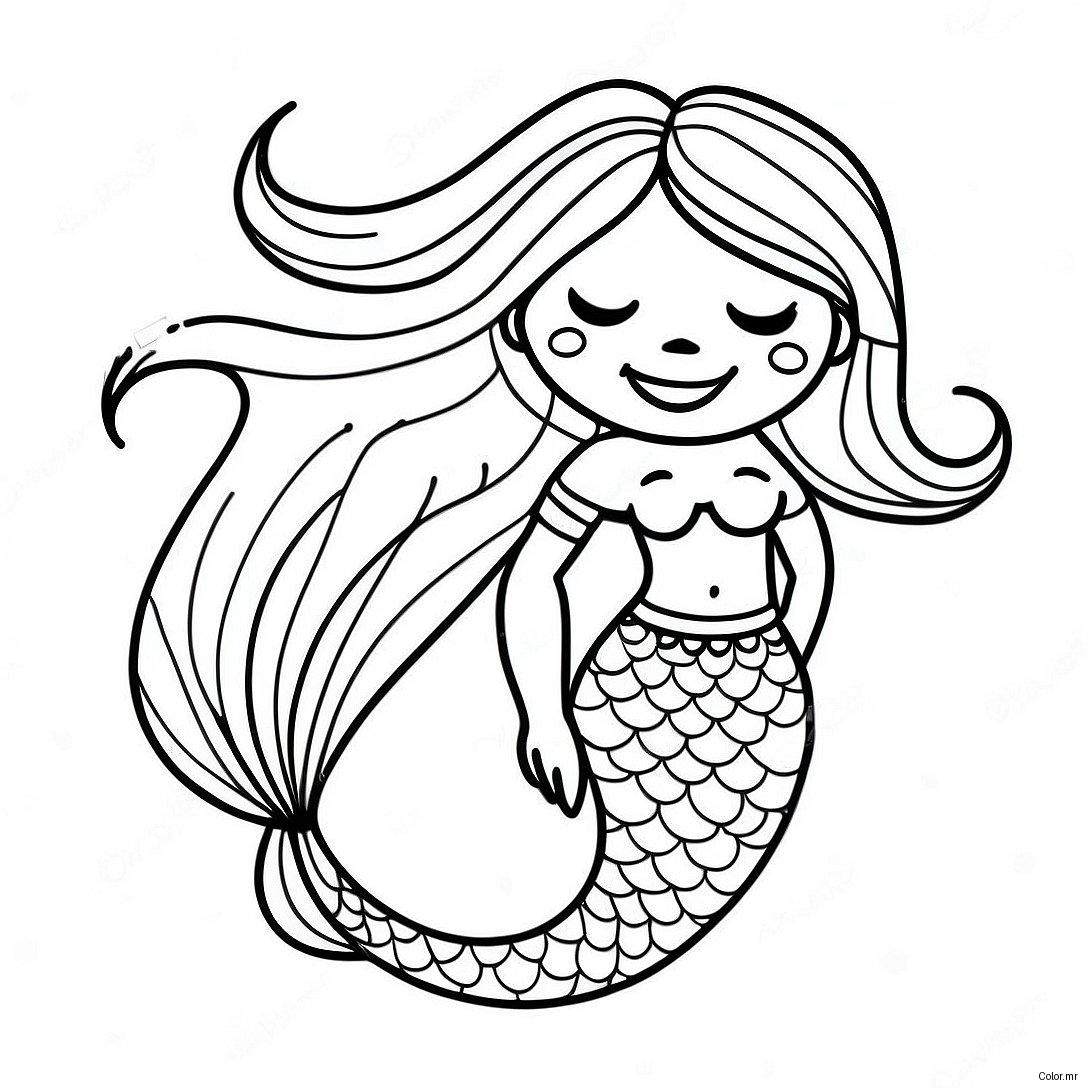 Elegant Black Mermaid With Flowing Hair Coloring Page 22454 20709