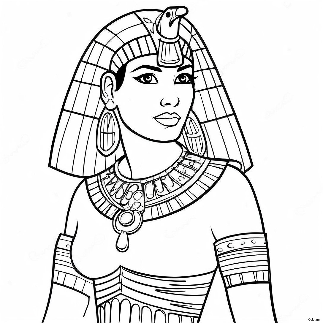 Elegant Cleopatra In Royal Attire Coloring Page 45444 37749