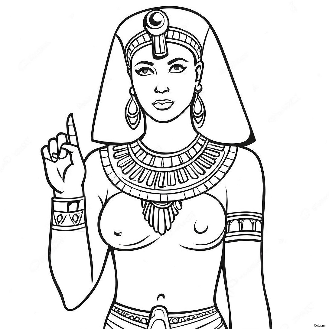 Elegant Cleopatra In Royal Attire Coloring Page 45444 37752