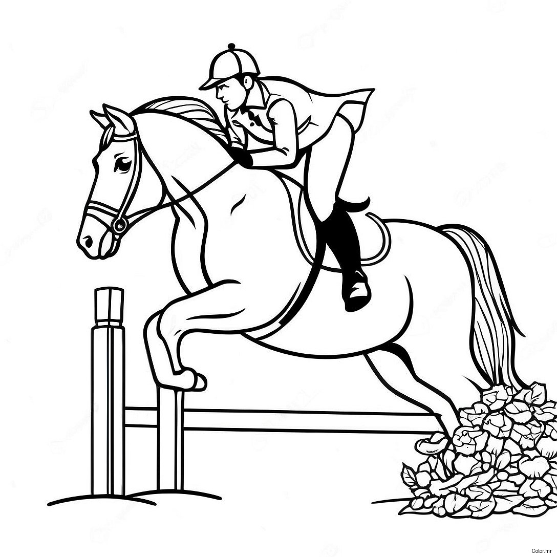 Elegant Equestrian Horse Jumping Coloring Page 12548 10437