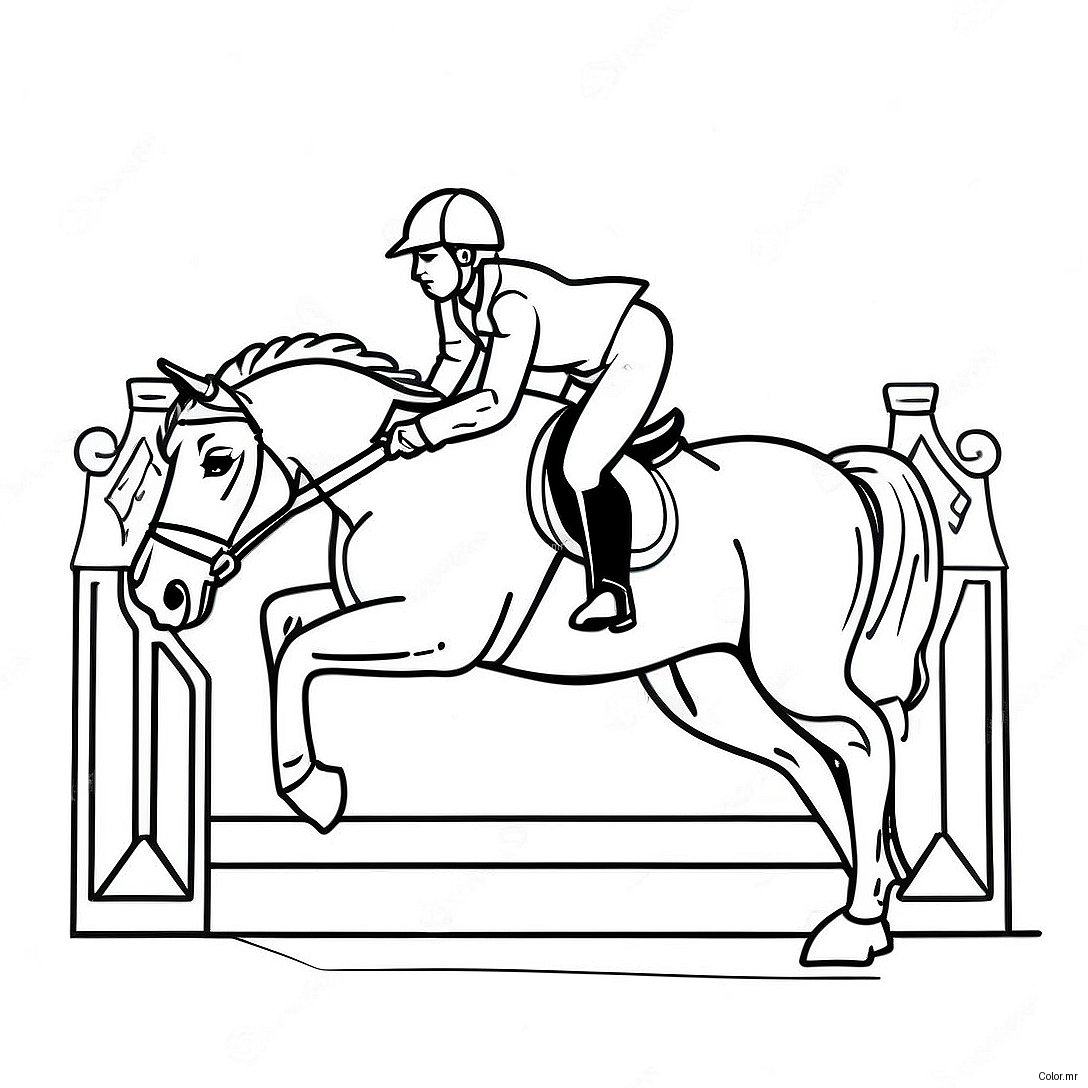 Elegant Equestrian Horse Jumping Coloring Page 12548 10438