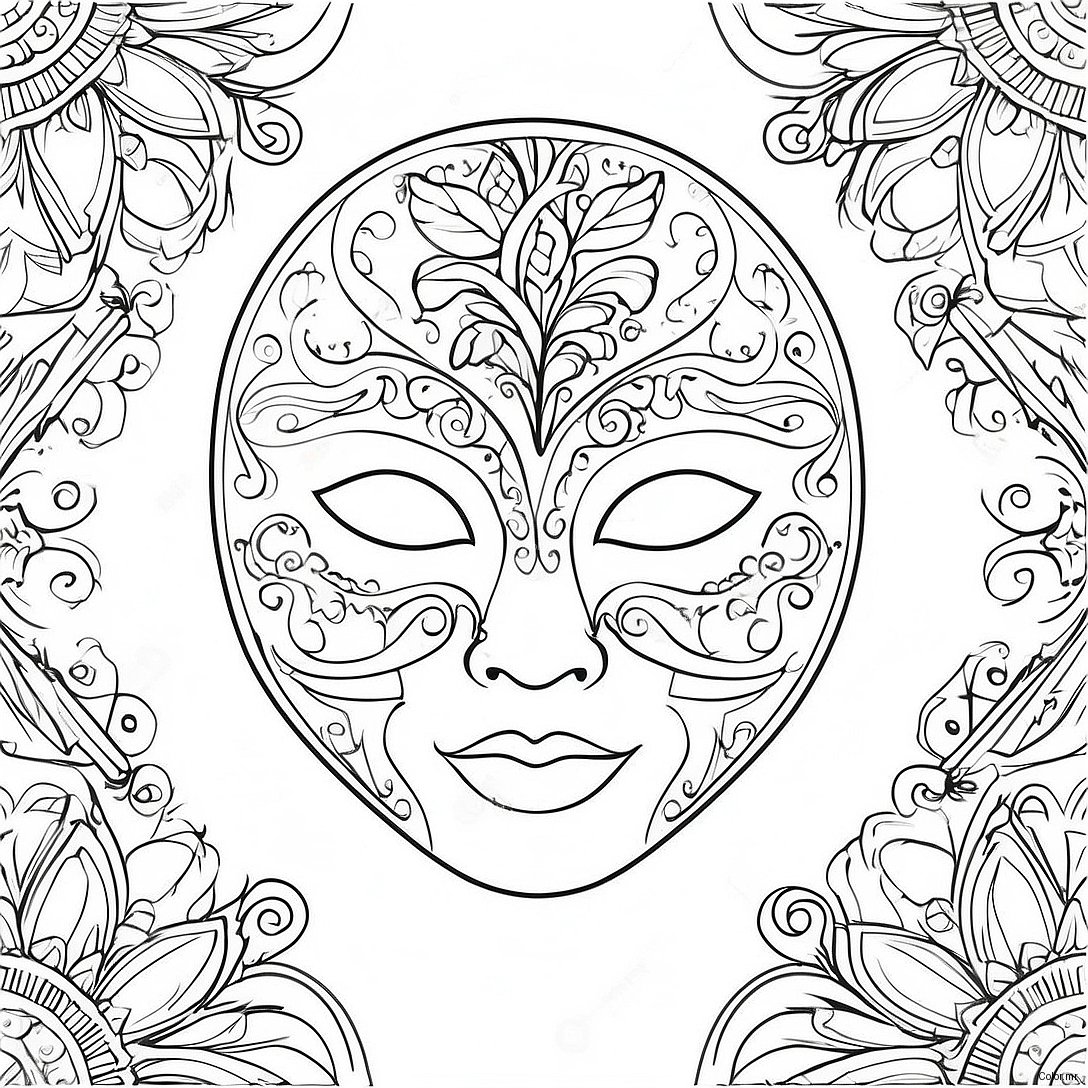Elegant Phantom Of The Opera Mask Coloring Page 49685 41450