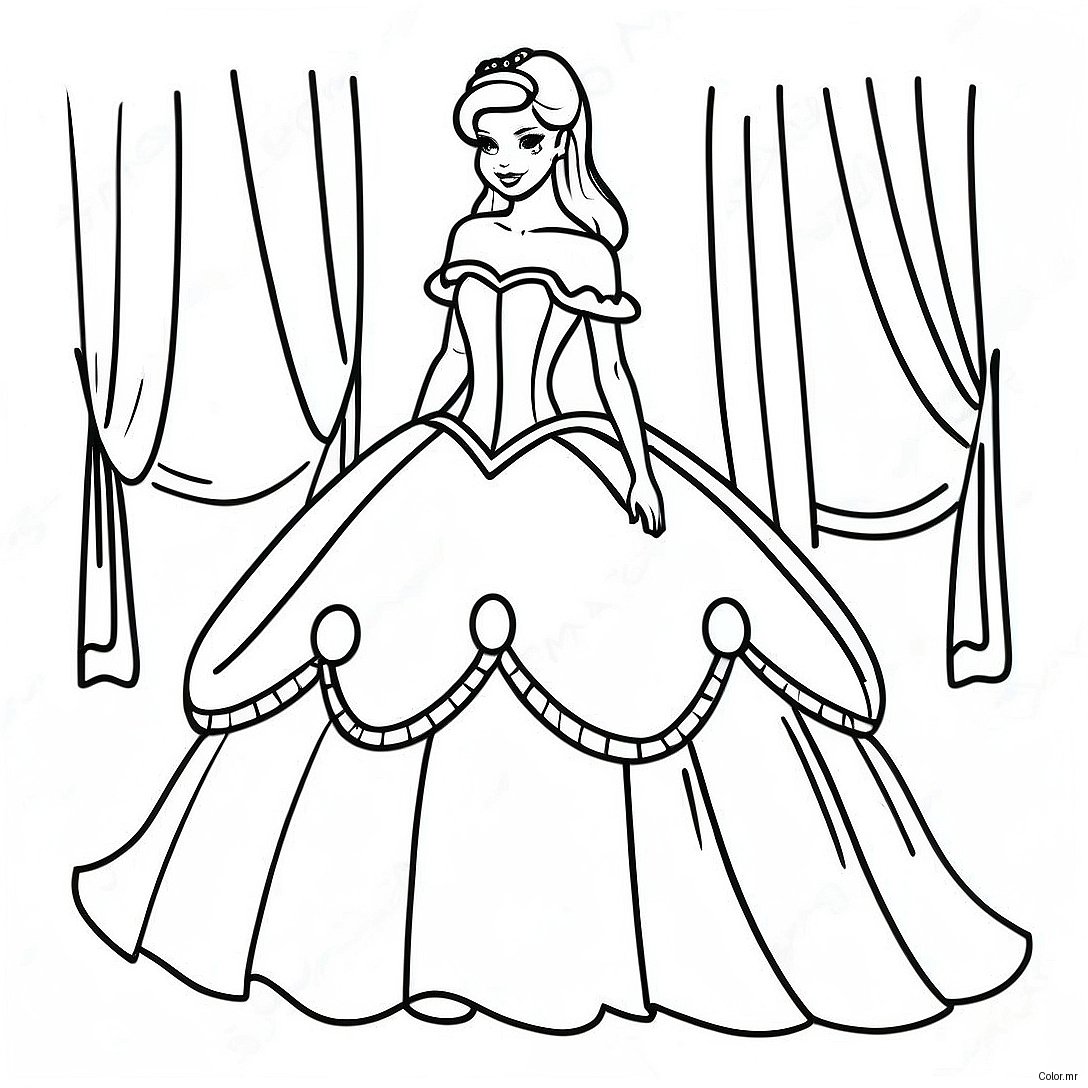 Elegant Princess Ball Gown Coloring Page 7515 6109