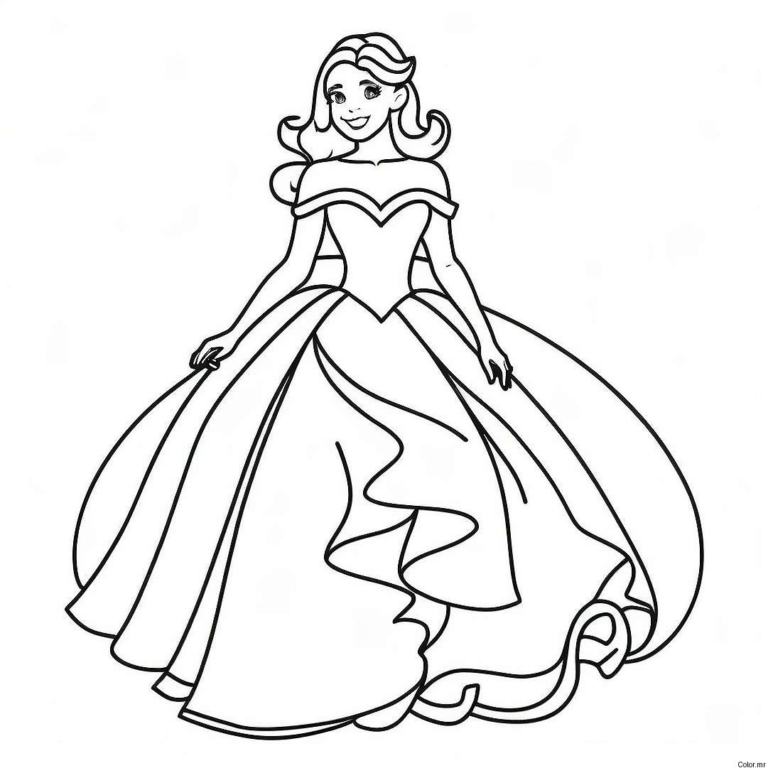 Elegant Princess Ball Gown Coloring Page 7515 6111