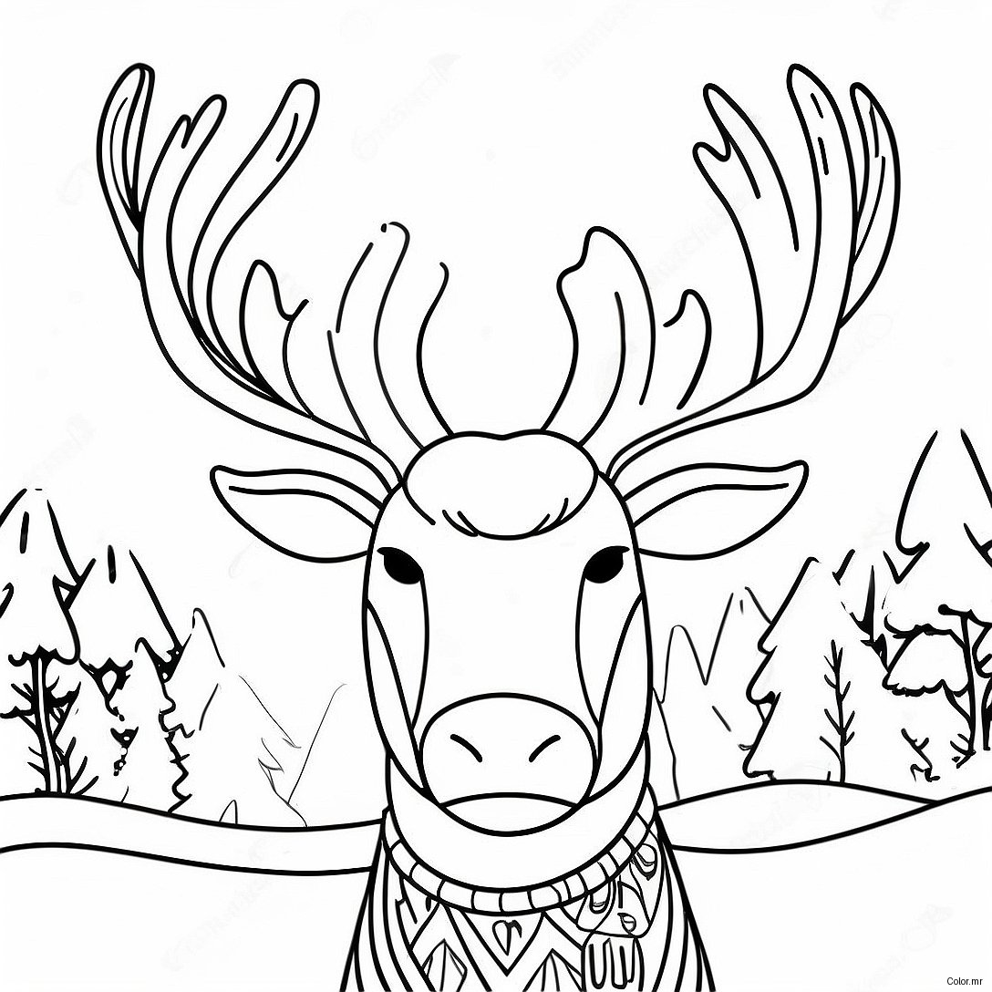Elegant Reindeer In Winter Wonderland Coloring Page 49275 40933