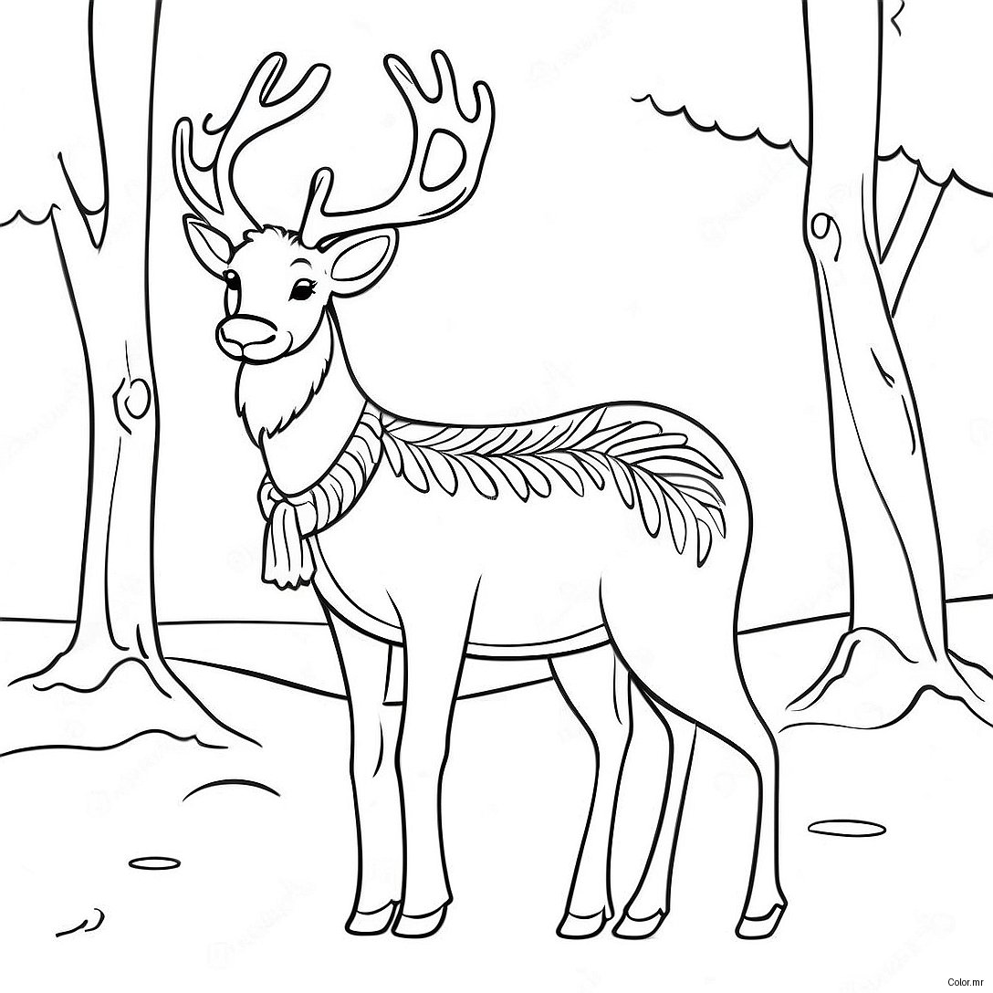Elegant Reindeer In Winter Wonderland Coloring Page 49275 40936