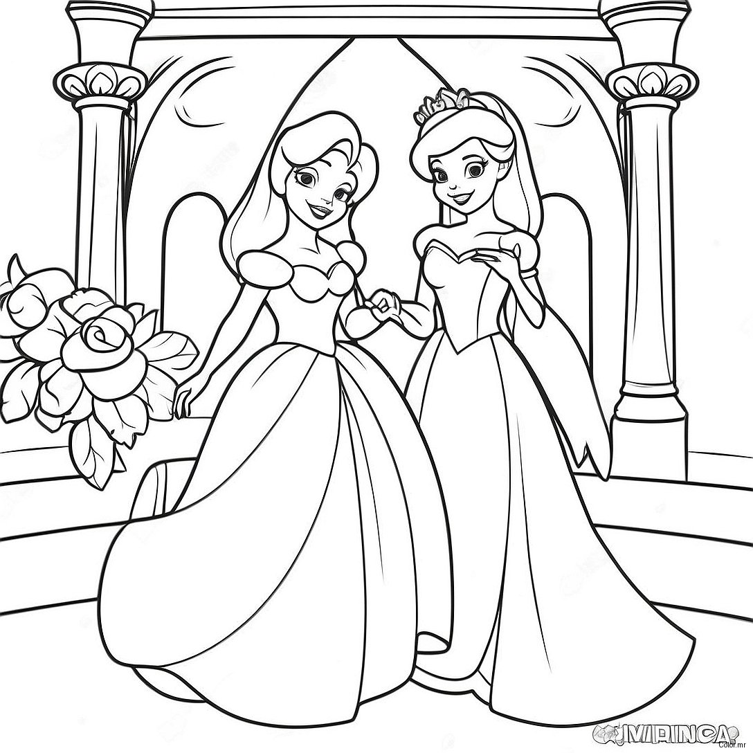Enchanting Disney Princess Wedding Coloring Page 43563 36252
