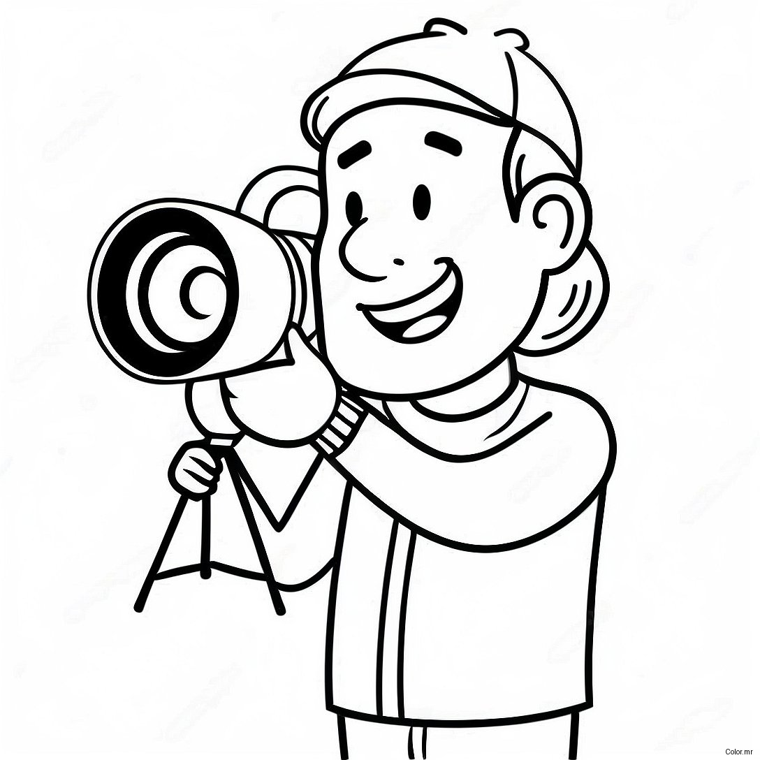 Excited Cameraman With Camera Coloring Page 5694 4557