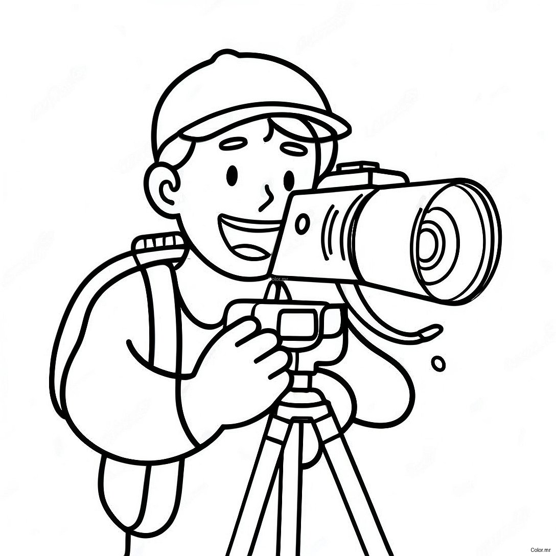 Excited Cameraman With Camera Coloring Page 5694 4558