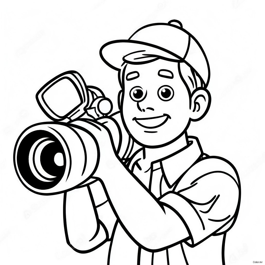 Excited Cameraman With Camera Coloring Page 5694 4560