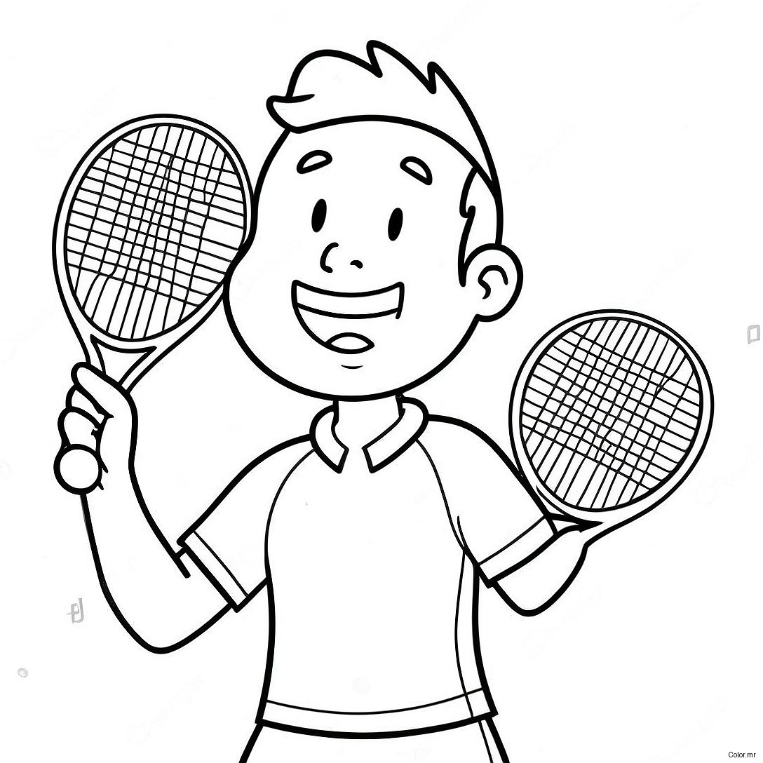 Excited Tennis Player Serving Coloring Page 9547 7791