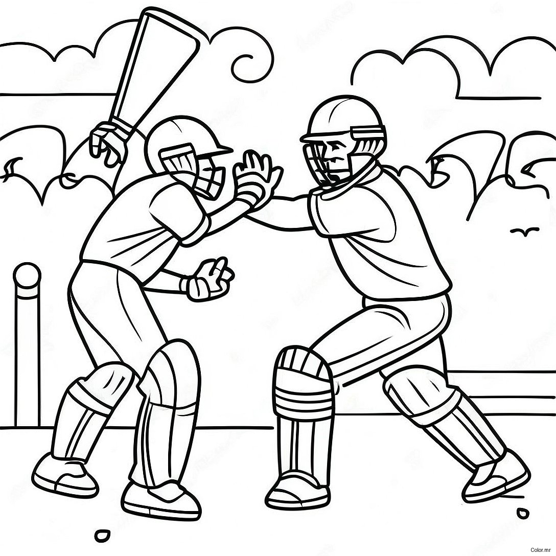 Exciting Cricket Match Scene Coloring Page 31890 16409